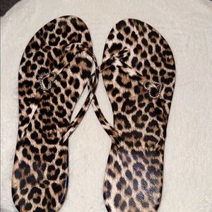 Leopard Print Flip Flops